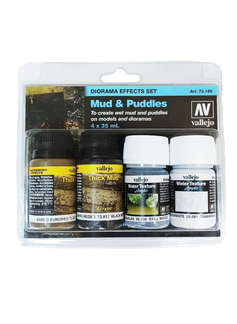 73.189 VALLEJO DIORAMA SET: MUD & PUDDLES 35ml (4-pc set)