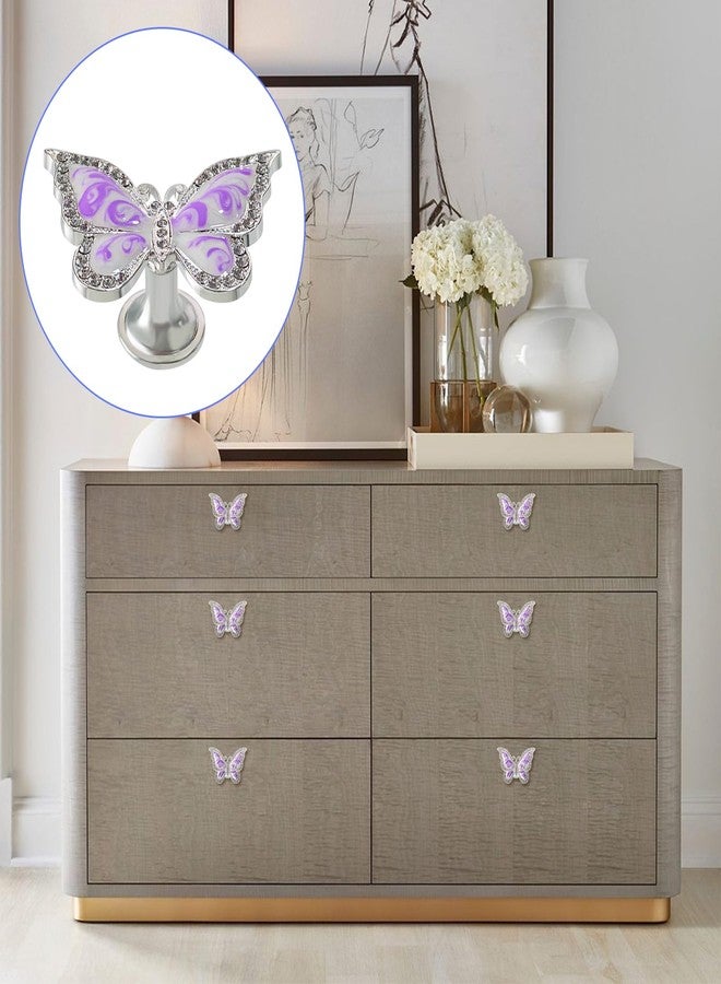 Xinally Butterfly Cabinet Knobs,6 Pieces Butterfly Knobs Single Hole Pulls Handles Decorative Door Cabinet Drawer Cupboard Furniture Door Wardrobe (Purple) - Image 4