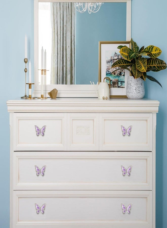Xinally Butterfly Cabinet Knobs,6 Pieces Butterfly Knobs Single Hole Pulls Handles Decorative Door Cabinet Drawer Cupboard Furniture Door Wardrobe (Purple) - Image 3