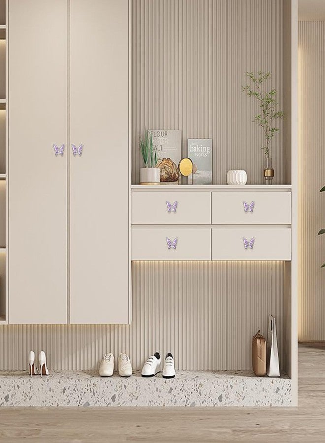 Xinally Butterfly Cabinet Knobs,6 Pieces Butterfly Knobs Single Hole Pulls Handles Decorative Door Cabinet Drawer Cupboard Furniture Door Wardrobe (Purple) - Image 5