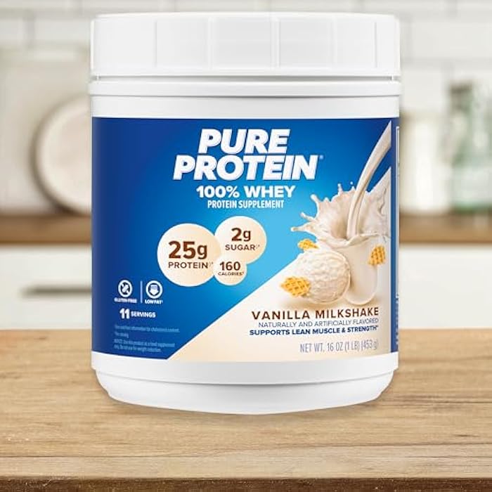 Pure Protein Powder, Whey, High Protein, Low Sugar, Gluten Free, Vanilla Cream, 1 lb - Image 5