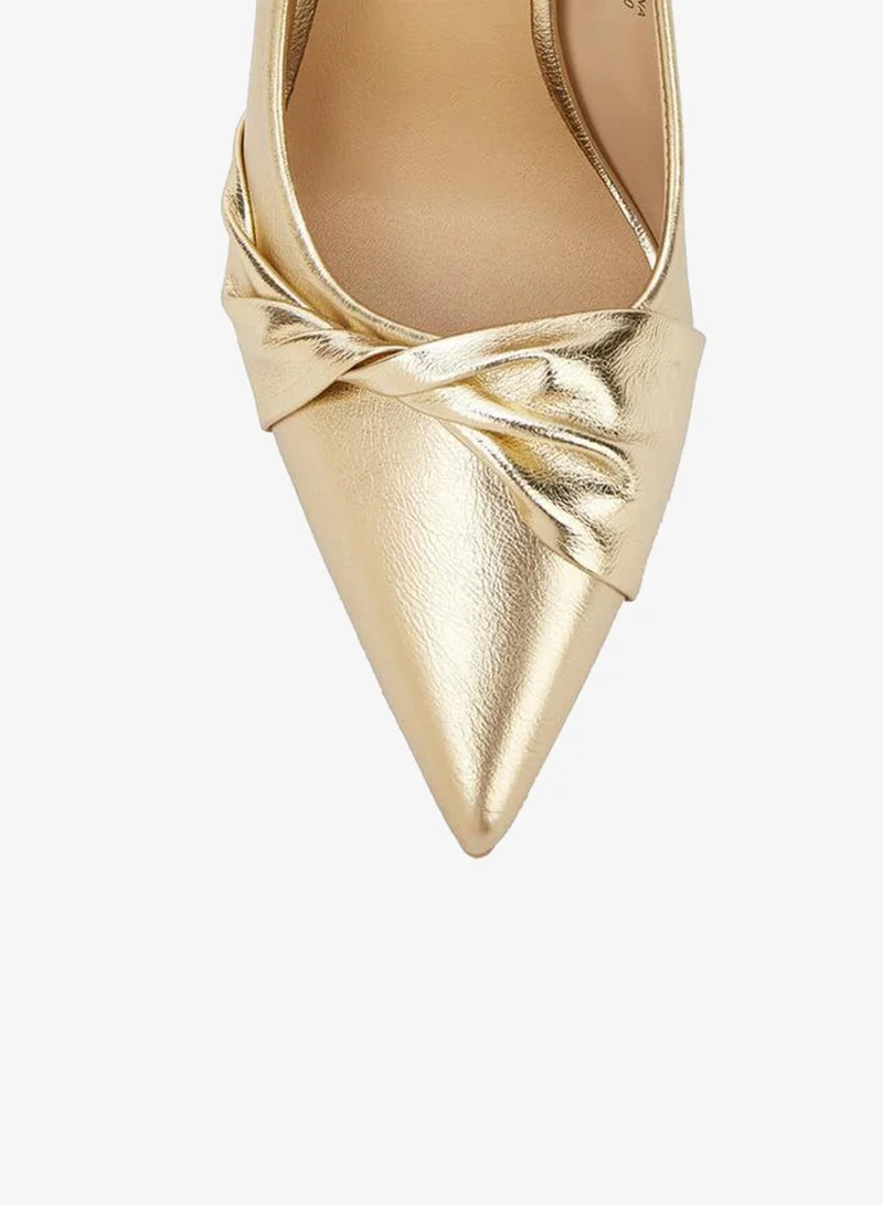 Paprika GOLD Knot Accent Slip-On Pumps with Stiletto Heels for Women | Best Price UAE