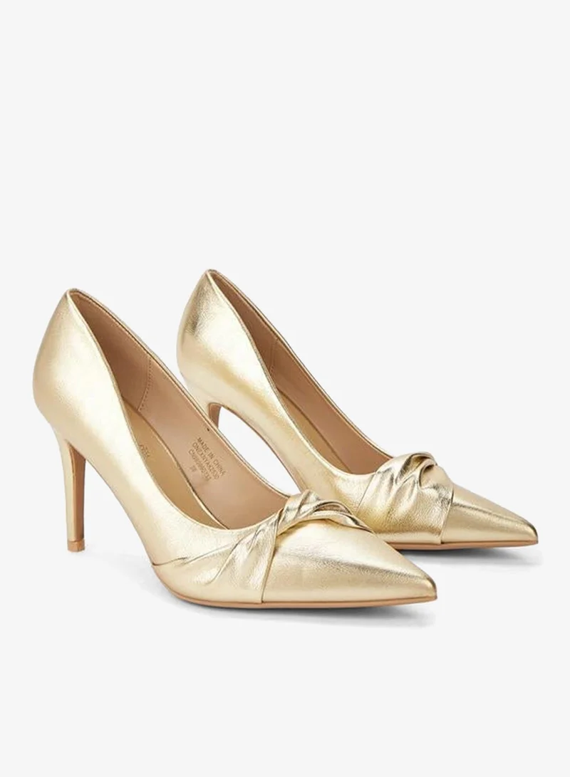 Paprika GOLD Knot Accent Slip-On Pumps with Stiletto Heels for Women | Best Price UAE