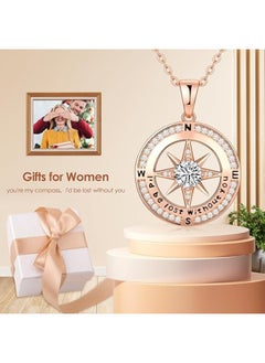 Zifeel Compass Necklace Gifts for Women wife - S925 Sterling Silver Birthstone Necklaces for Women - Anniversary Birthday Gifts for Her Wife Girlfriend - Valentines Day Mom Mother’s Day  Gifts  - Image 3