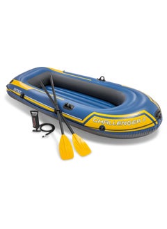 INTEX Challenger Inflatable Boat Set – Durable Pvc With Deluxe Oars, High-Output Pump, Triple Air Chambers & Heavy-Duty Grab Handle (236X114X41 Cm)  - Image 1