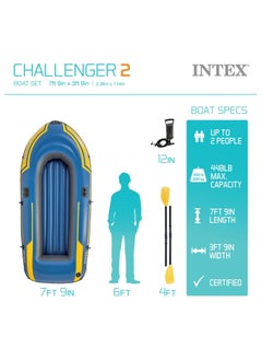 INTEX Challenger Inflatable Boat Set – Durable Pvc With Deluxe Oars, High-Output Pump, Triple Air Chambers & Heavy-Duty Grab Handle (236X114X41 Cm)  - Image 2