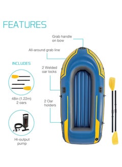 INTEX Challenger Inflatable Boat Set – Durable Pvc With Deluxe Oars, High-Output Pump, Triple Air Chambers & Heavy-Duty Grab Handle (236X114X41 Cm)  - Image 3