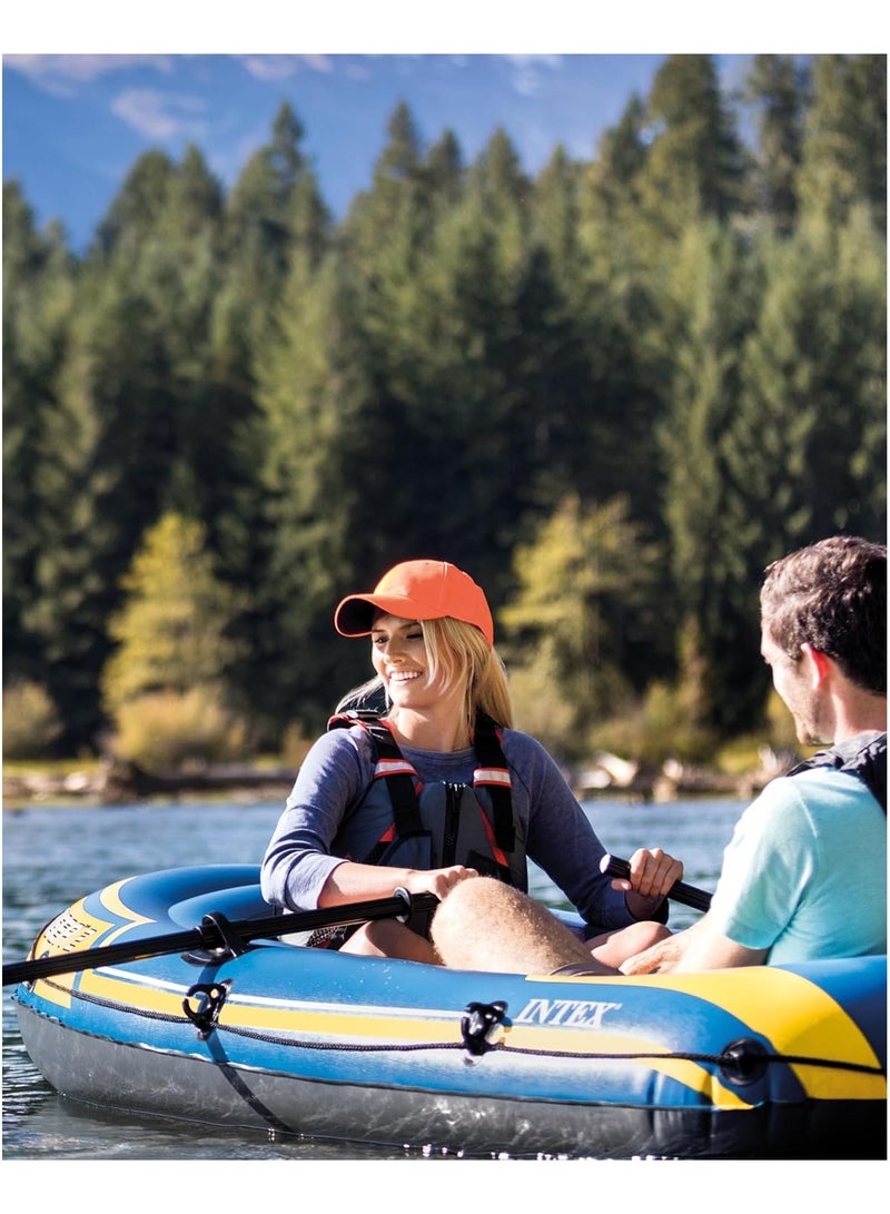 انتكس قارب INTEX Challenger القابل للنفخ – PVC فائق القوة مع مجاديف فاخرة، مضخة عالية الأداء، ثلاث غرف هوائية، ومقبض قوي (236×114×41 سم) - Image 5