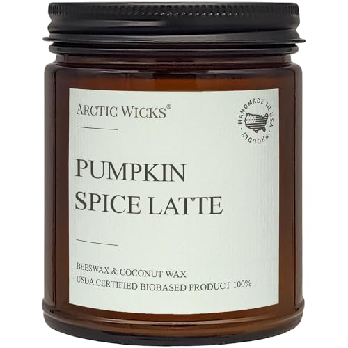 Arctic Wicks Pumpkin Spice Latte Candles | Arctic Wicks Scented Candles Coconut & Beeswax Candles | 9oz Amber Non-Toxic Candle Fall Decor Gifts Pumpkin Spice Candles for Autumn | USDA Certified Biobased - Image 1
