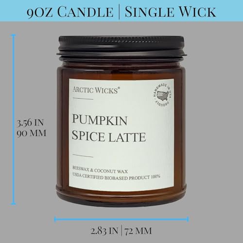 Arctic Wicks Pumpkin Spice Latte Candles | Arctic Wicks Scented Candles Coconut & Beeswax Candles | 9oz Amber Non-Toxic Candle Fall Decor Gifts Pumpkin Spice Candles for Autumn | USDA Certified Biobased - Image 4