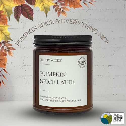 Arctic Wicks Pumpkin Spice Latte Candles | Arctic Wicks Scented Candles Coconut & Beeswax Candles | 9oz Amber Non-Toxic Candle Fall Decor Gifts Pumpkin Spice Candles for Autumn | USDA Certified Biobased - Image 3