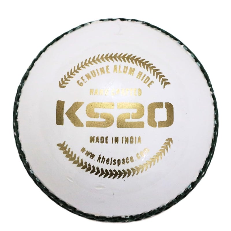 KHELSPACE KS-20 Leather White Cricket Ball | Hand-Stitched | Professional Grade | Ideal for Day/Night Matches, Practice & Tournaments (1) - Image 2