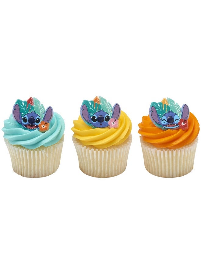 DecoPac DecoPac Disney's Stitch 'Ohana Cupcake Rings, 24 Lilo & Stitch Cupcake Decorations For Birthday Parties & Celebrations, Food Safe Cake Toppers - 24 Pack  - Image 1