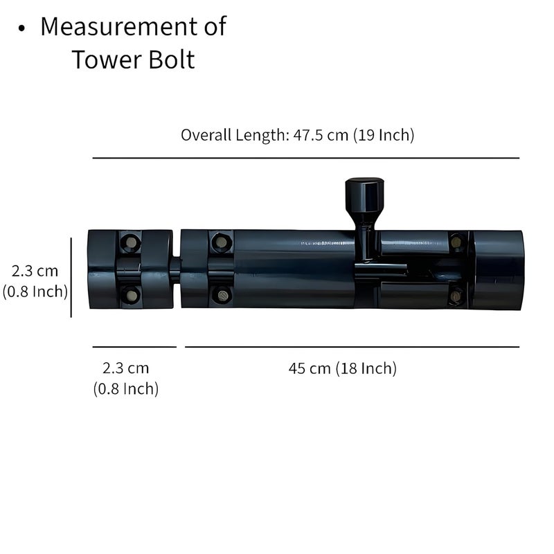 ELITONE ELITONE 18 Inch Premium Aluminum Xylo Tower Bolt Tower Bolt for HomeOffices DoorsWindows ChitkaniKundi for Main Door and Bathroom Door Latch for BedroomPack of 2Z Black  - Image 2