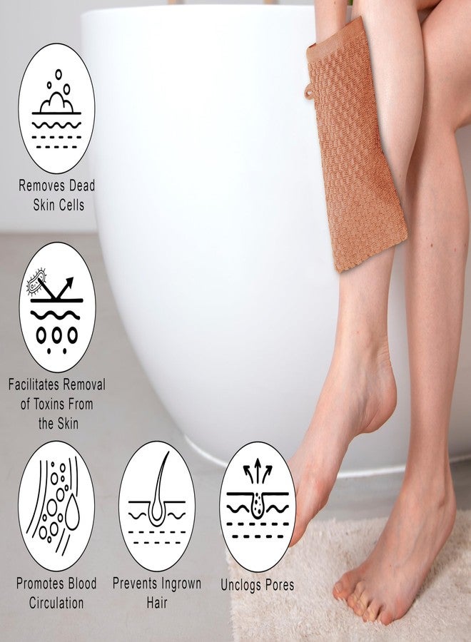 COTTON CRAFT Bath Mitt - Exfoliating Glove - Set of 6 Euro Spa Waffle Weave Towel Mitts - 100% Cotton Body Shower Glove Washcloth with Hanging Loop - Sensitive Skin Friendly - Large 5.5x10 - Mocha - Image 5