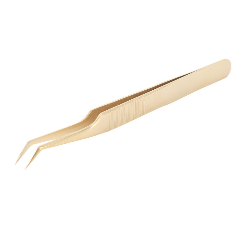 Lash Extension Tweezers: Stainless Steel Fiber Tip - Precise Incisive Design Gold Feather Clip for Professional Beauty Salons Lash Technicians - Image 3