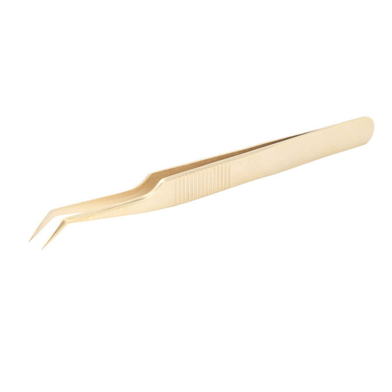 Lash Extension Tweezers: Stainless Steel Fiber Tip - Precise Incisive Design Gold Feather Clip for Professional Beauty Salons Lash Technicians - Image 1