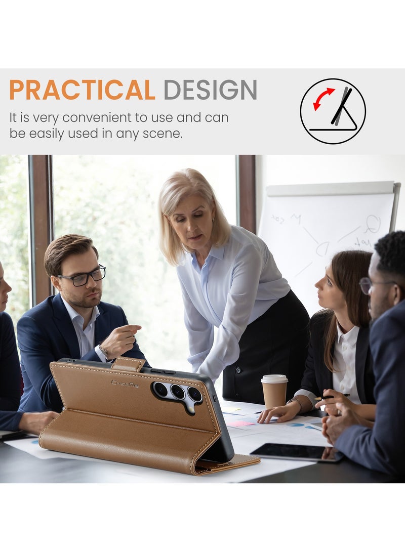 CaseMe For Samsung Galaxy S25 FE Cover, PU Leather Flip Cover with Card Holder, RFID Blocking Magnetic Closure, Foldable Stand, Shockproof Wallet Case - Image 5