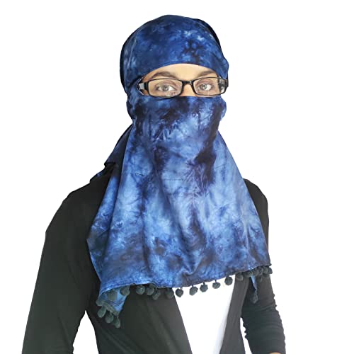 Switchon Rayon Mill Tie Dye Innovative Scarf For Women With Closer 3 Inch Hook And Loop Tape Size Adjustable (Gray) (Blue), For Female - Image 1