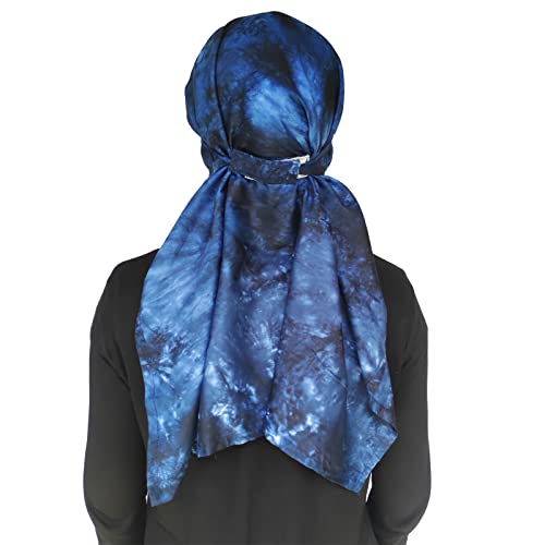 Switchon Rayon Mill Tie Dye Innovative Scarf For Women With Closer 3 Inch Hook And Loop Tape Size Adjustable (Gray) (Blue), For Female - Image 3