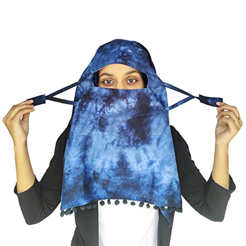 Switchon Rayon Mill Tie Dye Innovative Scarf For Women With Closer 3 Inch Hook And Loop Tape Size Adjustable (Gray) (Blue), For Female - Image 2