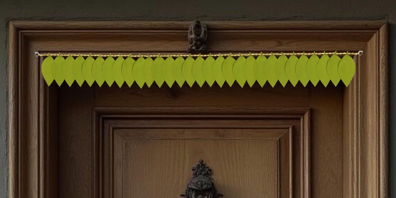 Daedal crafters Green Leaf Toran for Main Door Entrance, Reusable Thoran for Mandir & Living Room Décor, Bandarwal for Festival Decoration, Flower Hanging for Home & Office Décor (42x6 inch) - Image 1