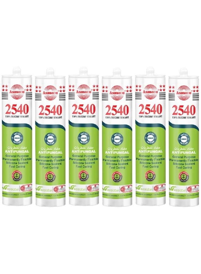 Asmaco 2540 Silicone Sealant - Cream - 280 Ml - Set of 06
