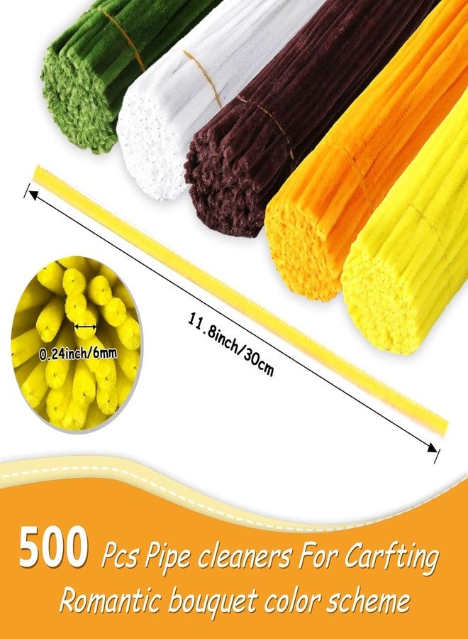 3A FEATURETAIL مجموعة منظفات الحرف اليدوية من 3A Featuretail، 500 قطعة، منظفات أنابيب، أعواد شينيل، مستلزمات حرفية لصنع الزهور، مشاريع منزلية ومشاريع مدرسية (مزيج عباد الشمس) - Image 2