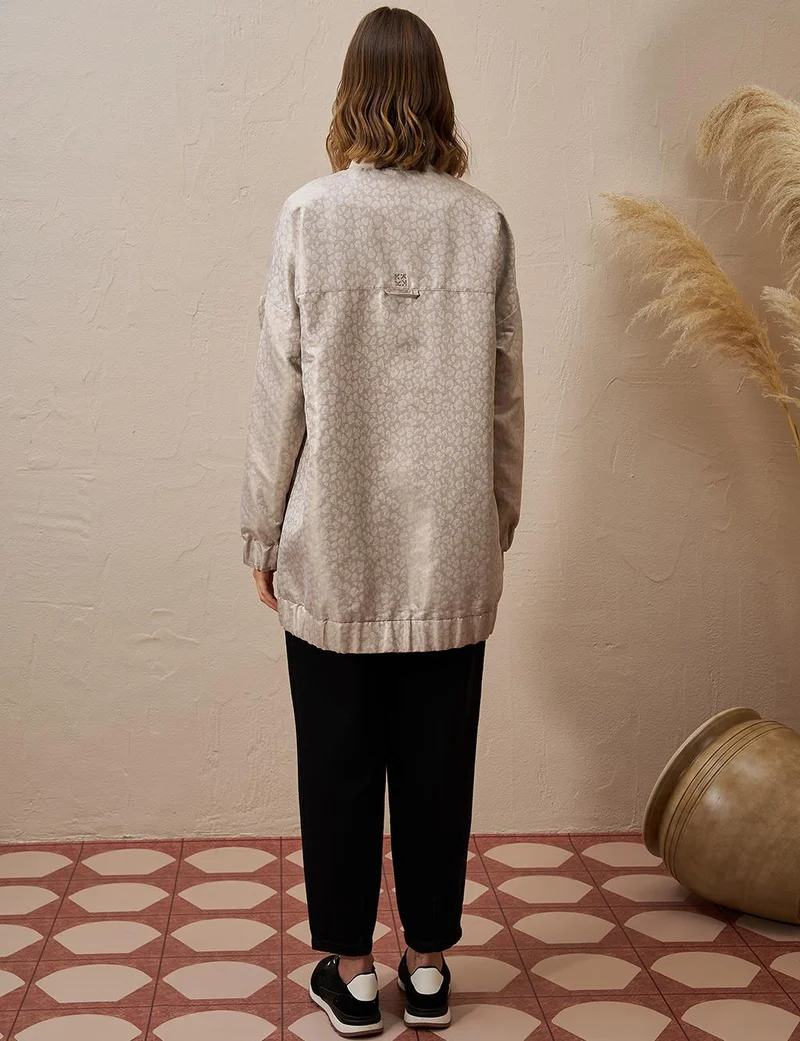 Kayra Stone Embellished Jacquard Jacket Stone