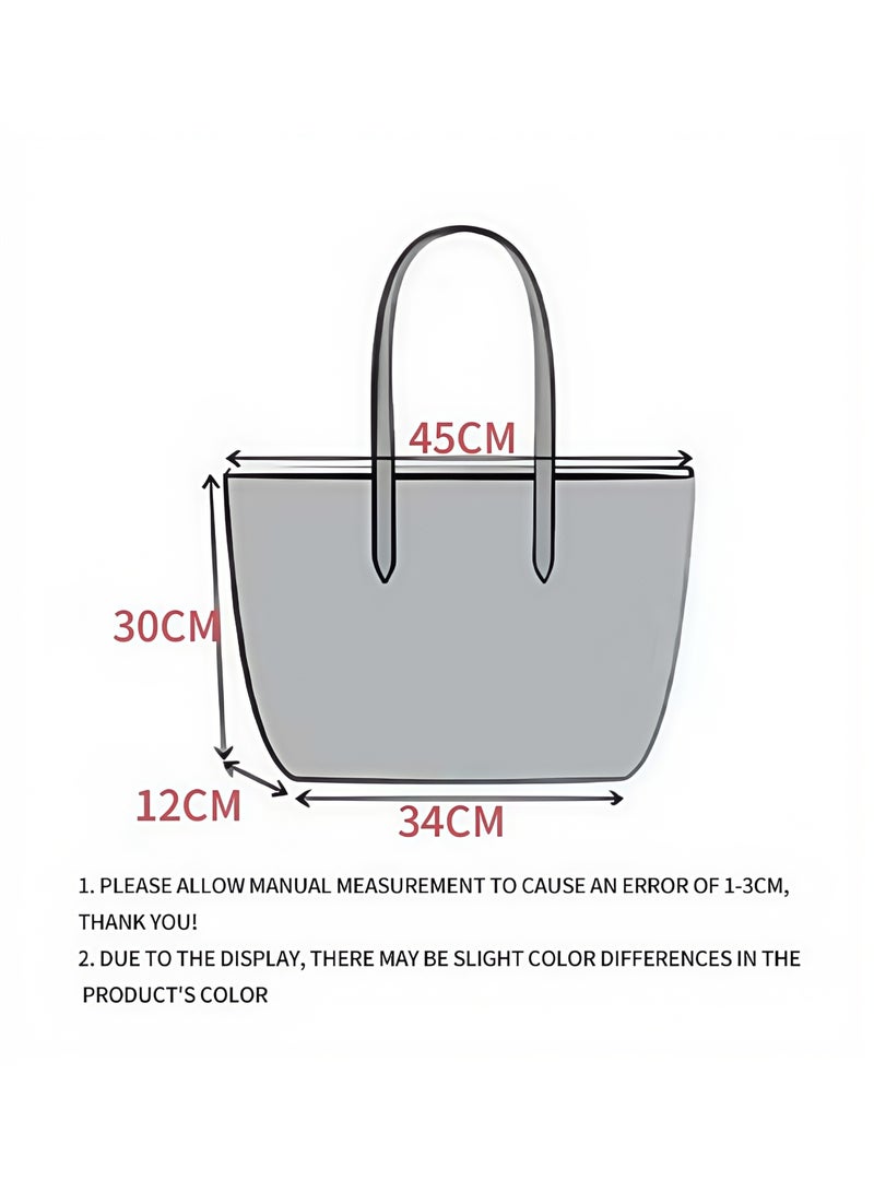 لاكوست نسائي L12.12 مفهوم موضة متعدد الاستخدامات سعة كبيرة سحاب حقيبة يد حقيبة يد حقيبة كتف كبيرة أخضر - Image 5