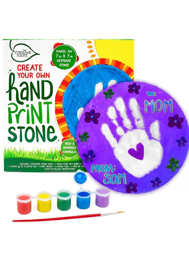 Creative Roots Handprint Stepping Stone, Includes 7-Inch Ceramic Stepping Stone & 6 Vibrant Paints, Garden Stepping Stone Kit, Paint Your Own Stepping Stone, DIY Stepping Stone for Kids Ages 8+ Red - Image 1