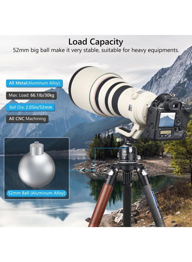 ARTCISE Low Profile Tripod Head, 52mm Diameter Ball Head ARTCISE LB52 All-Metal CNC Machining Tripod Head with Two 1/4" Quick Release Plates for Tripod, Monopod, DSLR, Camcorder - Image 3