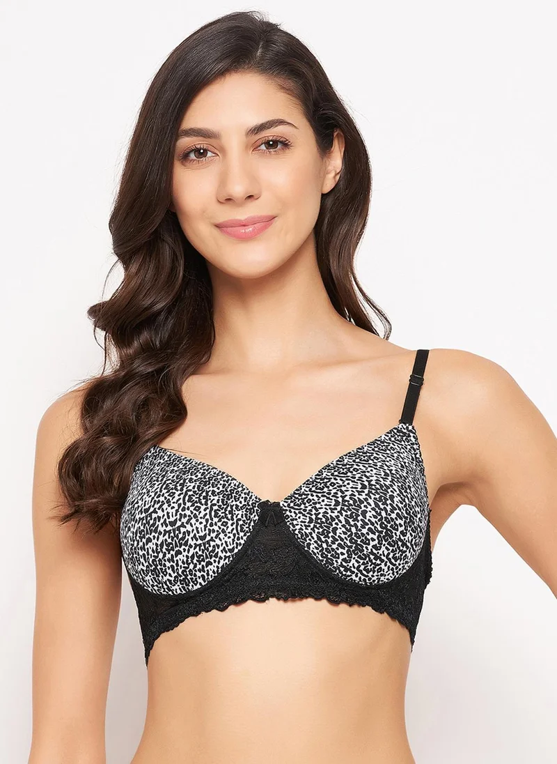 Clovia Clovia Padded Non-Wired Full Cup Animal Print Multiway T-shirt Bra in White
