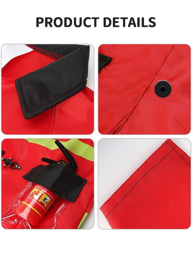 ميكسد زي رجل الإطفاء تظاهر لعب مجموعة زي رجل الإطفاء للأطفال زي رجل الإطفاء للأزياء المدرسية ، حفلات الزي ، لعب الأدوار مع إكسسوارات رجل الإطفاء الكاملة - Image 3