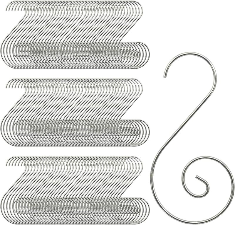 Cualfec Christmas Ornaments Hooks Christmas Tree Hanger Great for Christmastree Decoration - 120 / Silver - Image 1