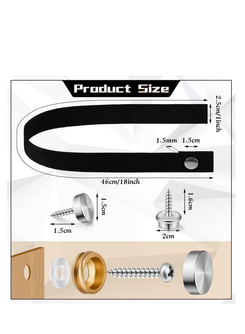 RV Door Straps, 2 Pcs 18 Inches Camper Sliding Straps, with Button Snap Long Security Strap, Pocket Tieback for Accessories (Black) - Image 2