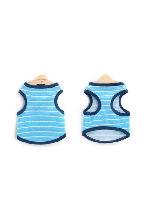 Beauenty Cat Clothes Girls and Boys Cat vest Pet Summer Dog Clothes Breathable Striped Clothing Puppy Vest Clothing Pet/sky blue - Image 1