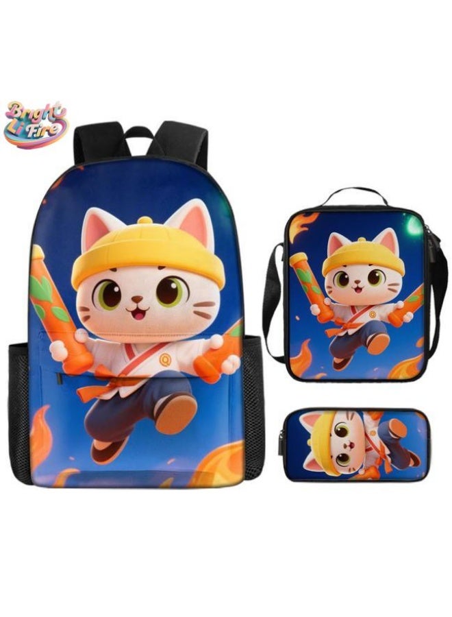 Bright Li Fire Unlock the new fashion of childish fun! Three-piece set of bags, cartoon elements for children and teenagers (students, children, friends' outings, mountain climbing, schooling, etc. can be used) - 64 - Image 1