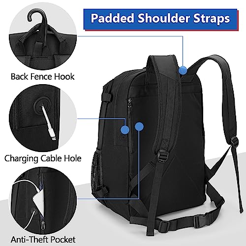 GOBUROS Lacrosse Bag, Lacrosse Equipment Backpack with Stick Holder and Hidden Zipper Net Holds All Lacrosse or Field Hockey Gears, Separate Ventilated Shoe Space Hold Up to US Mens 13, Black - Image 4