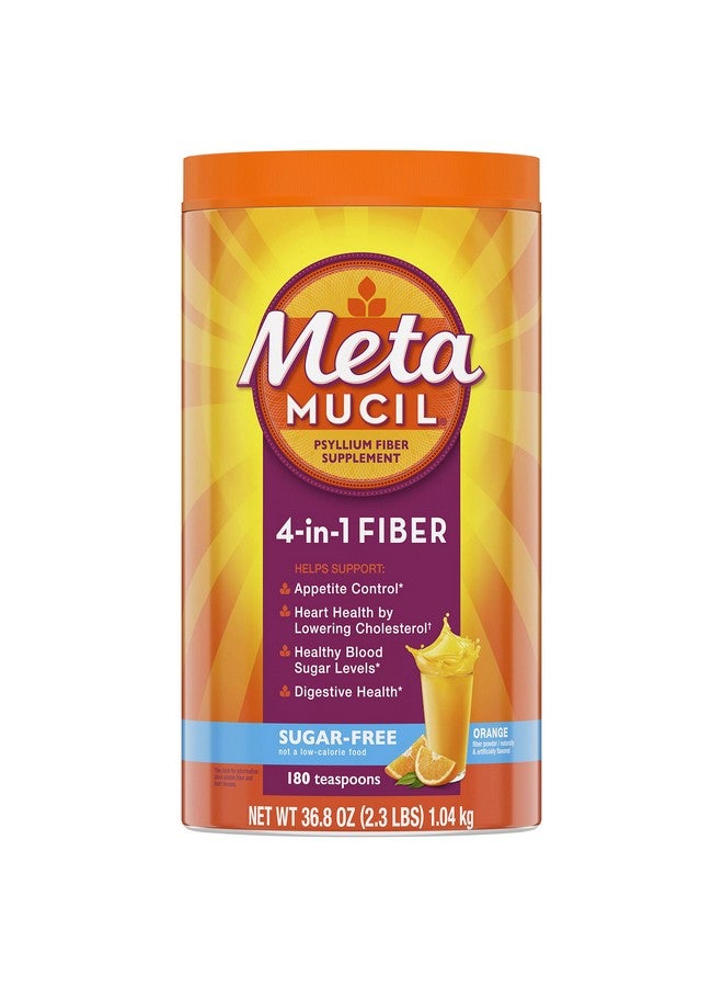 Metamucil Daily Psyllium Husk Powder Supplement Sugarfree Powder 4In1 Fiber For Digestive Health Orange Flavored Drink 180 Teaspoons - Image 2