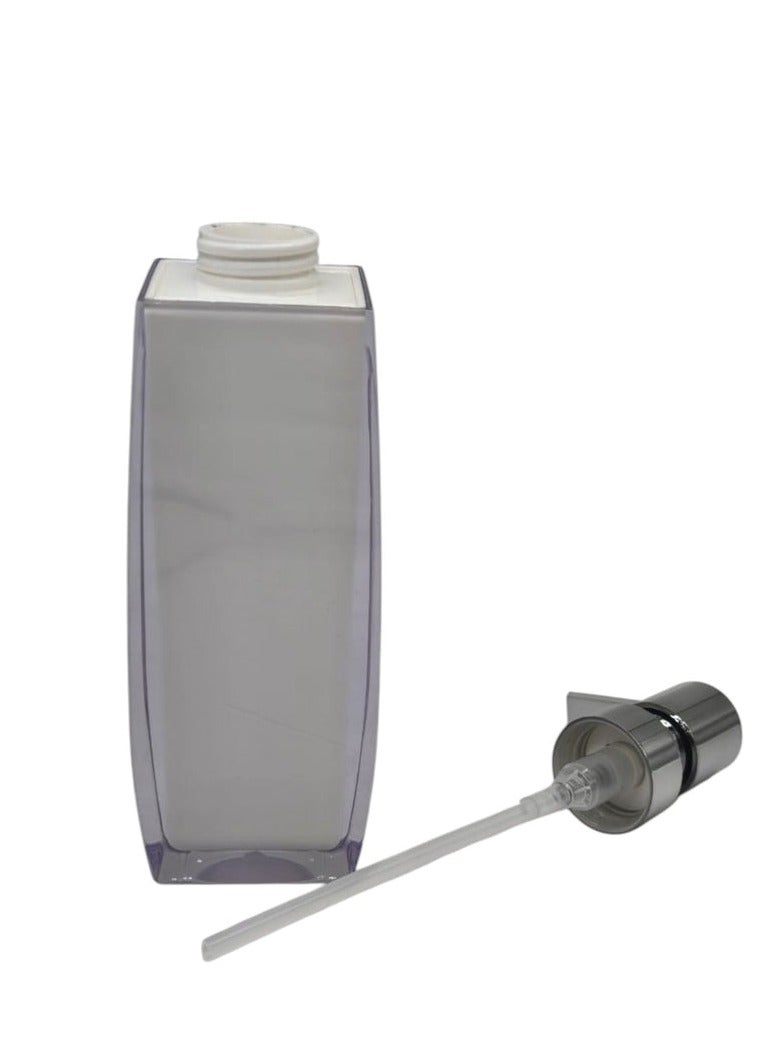 AKDC Acrylic Plastic Hand Soap Dispenser with Easy-to-Press Pump-350ML-White&Silver - Image 2