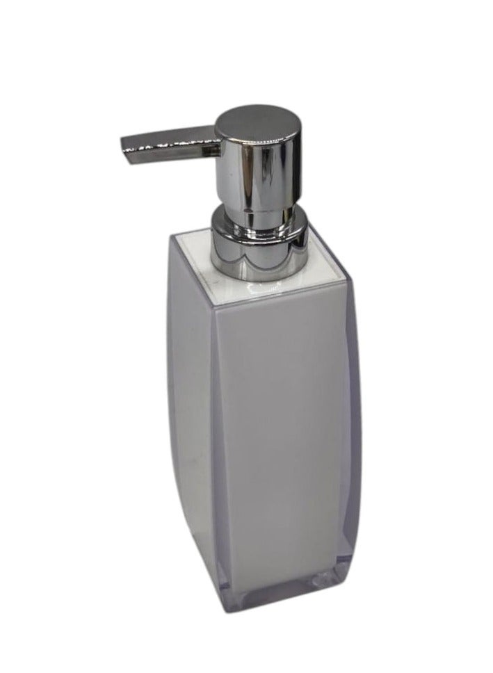 AKDC Acrylic Plastic Hand Soap Dispenser with Easy-to-Press Pump-350ML-White&Silver - Image 1