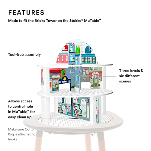 Stokke MuTable Bricks Tower Scenario City Three Levels Six City Scenes Including Shops Police Station Subway Helicopter Landing Area ToolFree Assembly for Ages 3 - Image 5