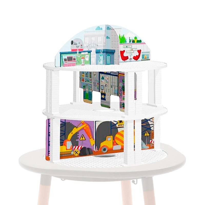 Stokke MuTable Bricks Tower Scenario City Three Levels Six City Scenes Including Shops Police Station Subway Helicopter Landing Area ToolFree Assembly for Ages 3 - Image 4