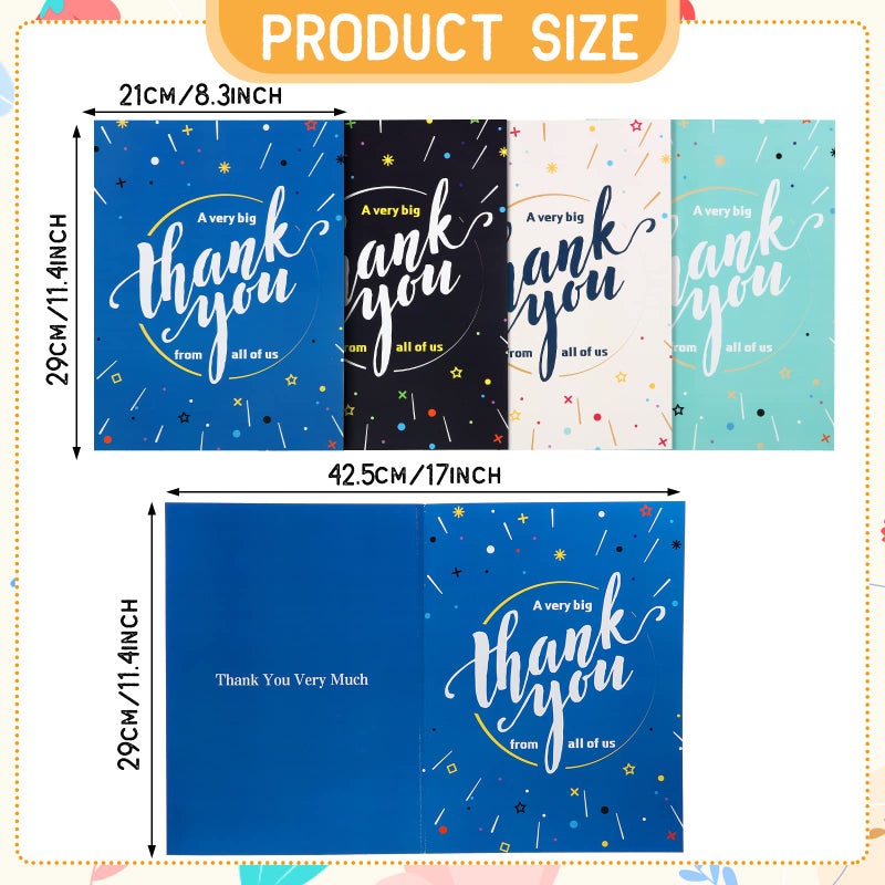 Leitee 4 Pcs Big Thank You Card Giant Large Appreciation Greeting Cards with Envelope 17 x 12'' Oversize Jumbo Gratitude Paper for Group Team Doctor Teacher - Image 5