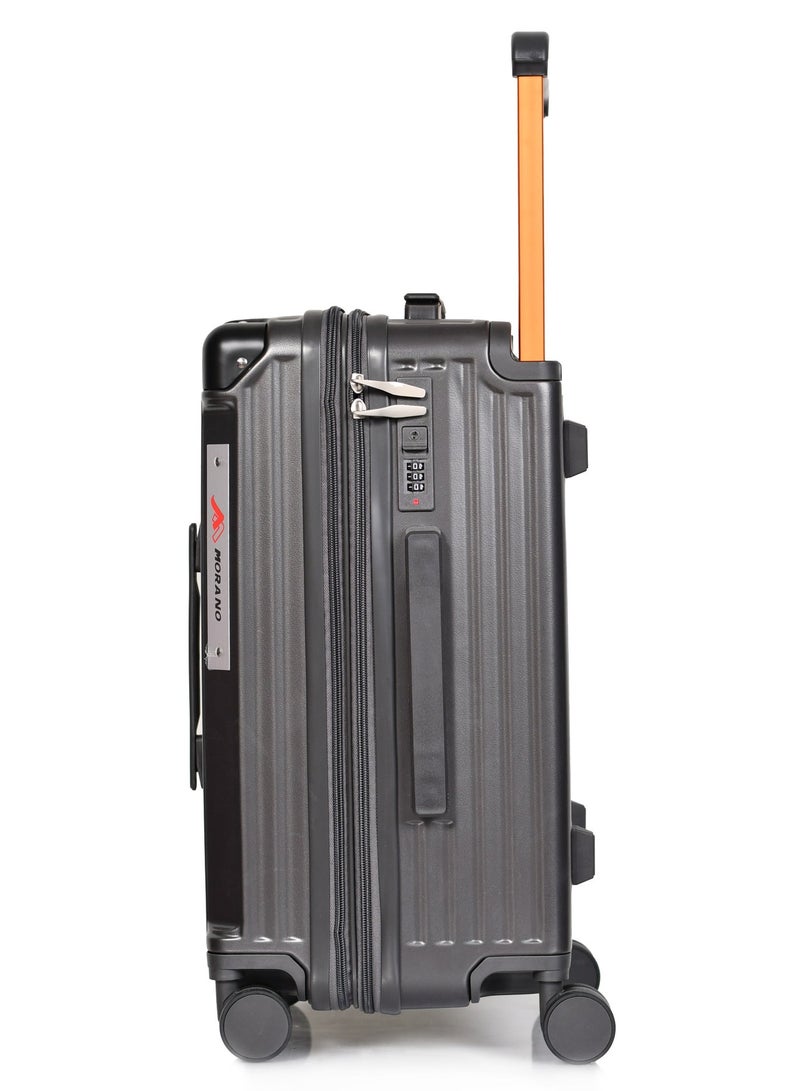 MORANO Cabin Luggage Carry-On Trolley Bag With 4 Spinner Wheels TSA Lock, 20 inch Gray - Image 3
