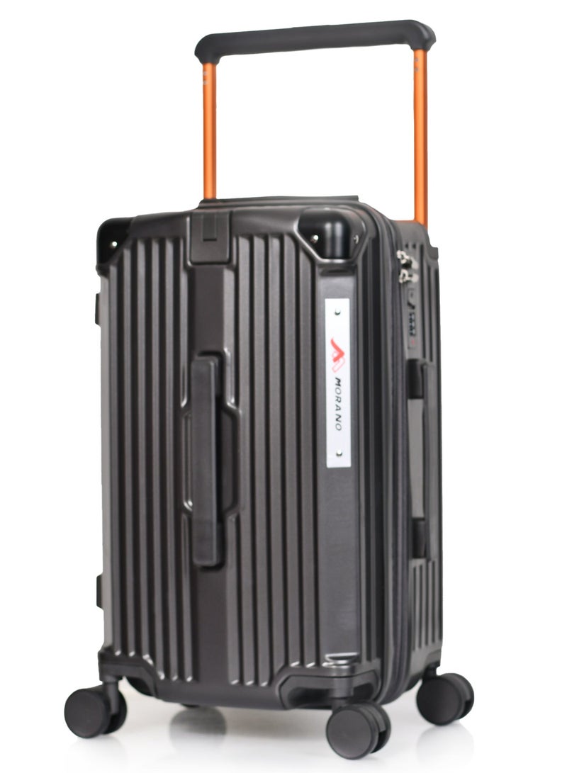 MORANO Cabin Luggage Carry-On Trolley Bag With 4 Spinner Wheels TSA Lock, 20 inch Gray - Image 1