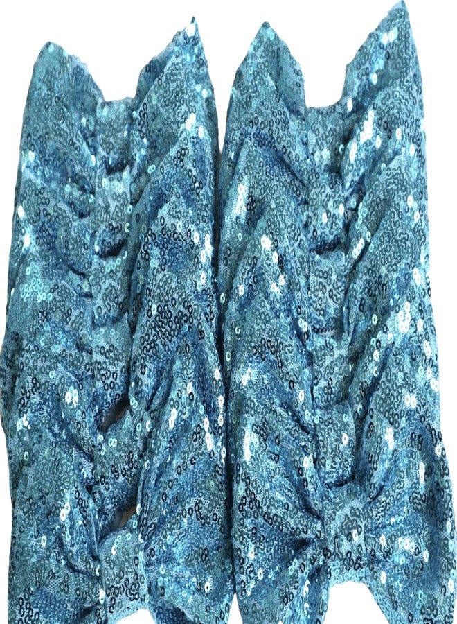 CLGIFT Sequin Bows, Set of 12 5 Inches Large Glitter Bows - Ocean Blue, DIY Fabric Hair Bows - No Clips