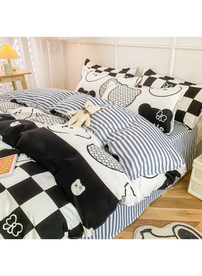 Sharpdo 4-Piece Set Bedding Modal Quilt Cover Set with 1 Quilt Cover 1 Sheet and 2 Pillowcases 1.5m Bed (160*210cm) - Image 4