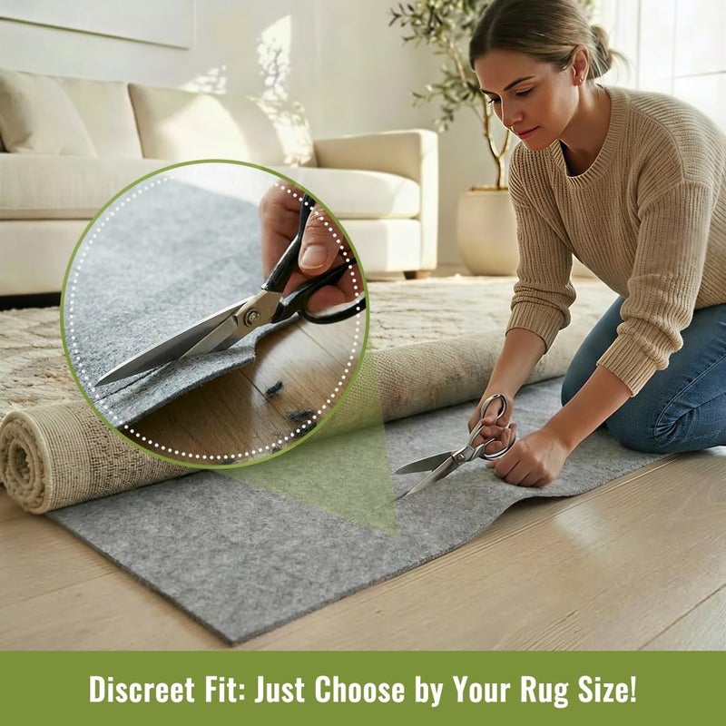 COMFYPAD Felt Rug Pad with Gripper Dots, 2x3 Ft Non-Slip Rug Underpad with PVC Backing, 1/6" Thick Cushioned Carpet Pad Gripper for Hardwood Floors, Vinyl & Tile, Under Rug Padding Floor Protection - Image 3